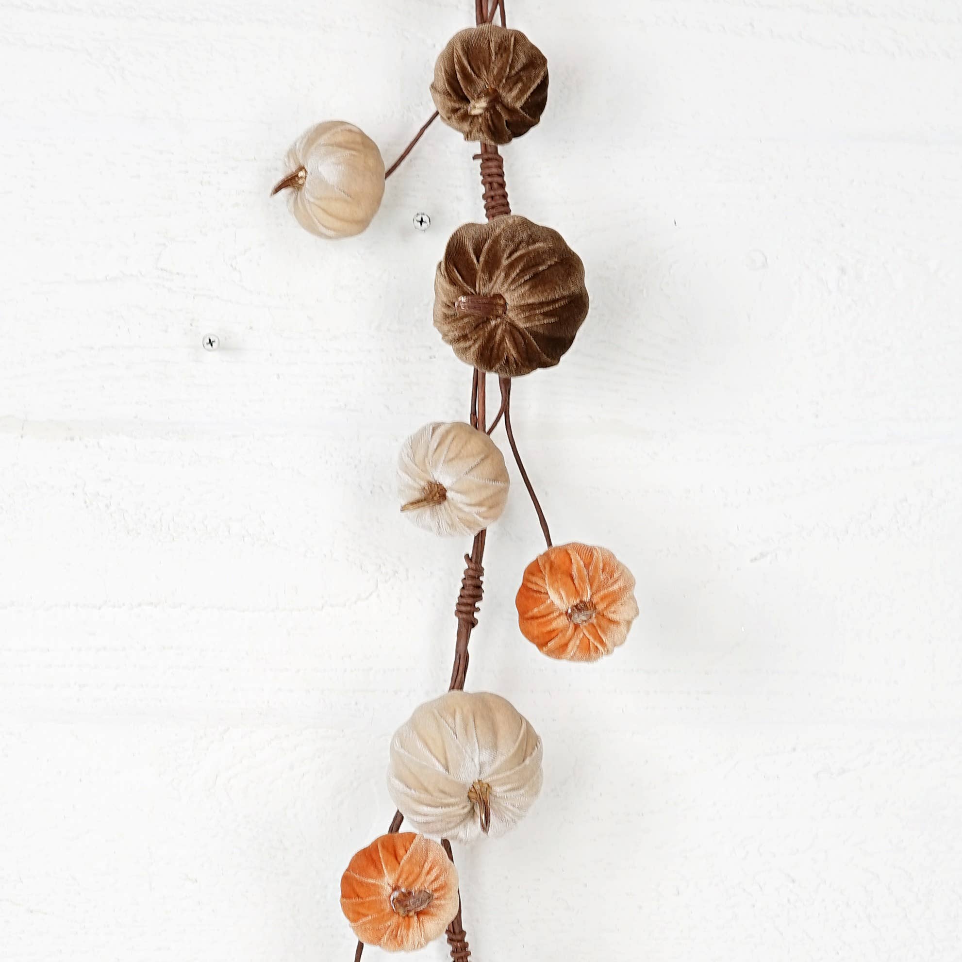 31320 - 4ft Garland - Velvet gold stem mini pumpkins - Mix - HER Home Design Boutique